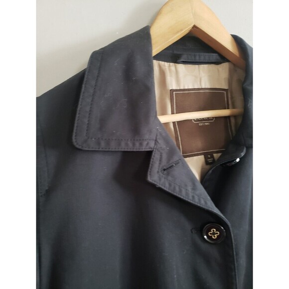 Coach Trench Coat Women's Medium Black Button Front  Capsule Staple Quiet Luxury - Picture 5 of 9